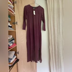 NEW WITH TAGS ANTHROPOLOGIE SATURDAY SUNDAY PLUM LONG SLEEVE MAXI DRESS XS